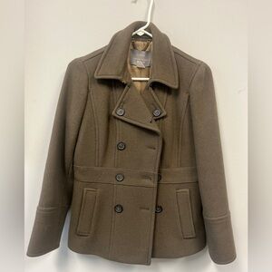J. CREW Stadium Cloth Olive Green Wool Double Breasted Coat 4P
